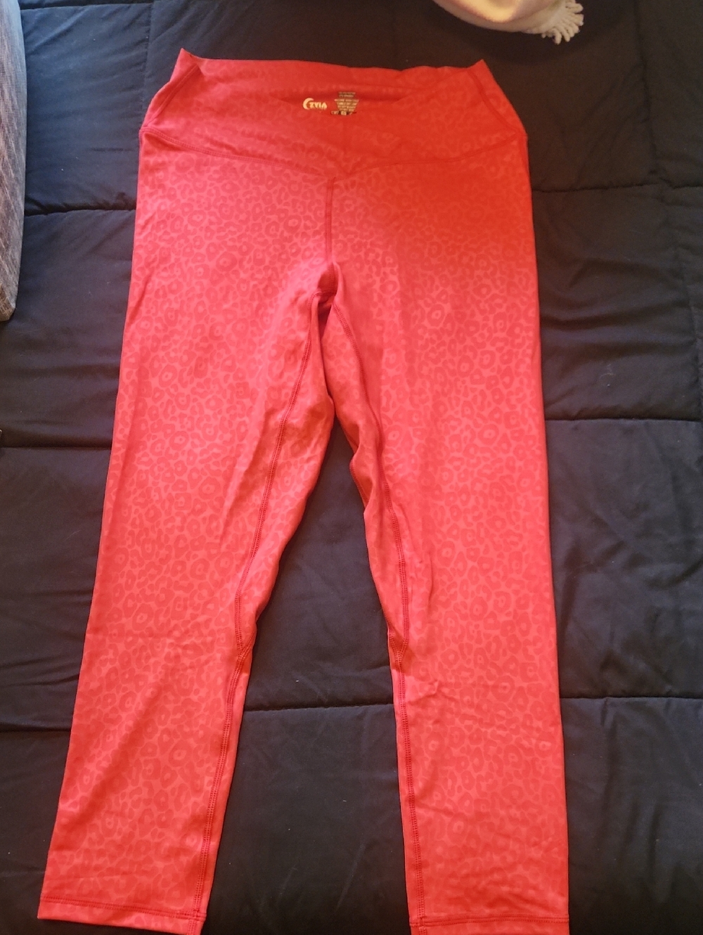 Women's Red Animal-Print Leggings with Criss Cross Waistband